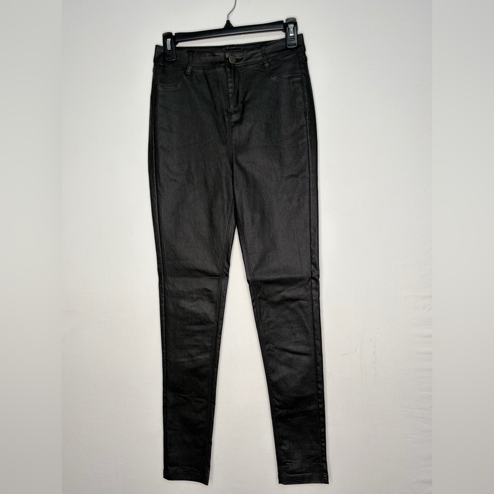 Shienestar Black Faux Leather Coated Pants Women’s Size M Straight Leg(A284)&✨